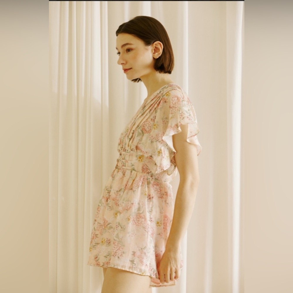 NWT STORIA Remembering Spring Floral Pleated Romper~Blush~Size M - Picture 2 of 15